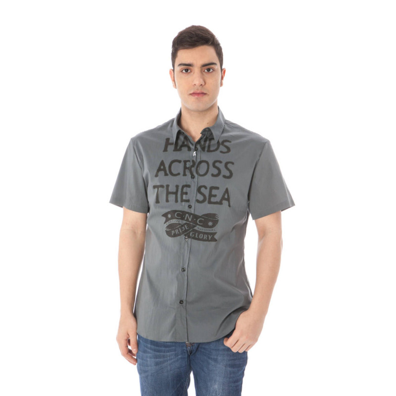 COSTUME NATIONAL CHEMISE MANCHES COURTES POUR HOMME GRIS