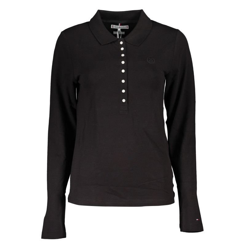 TOMMY HILFIGER WOMEN'S LONG SLEEVE POLO SHIRT BLACK