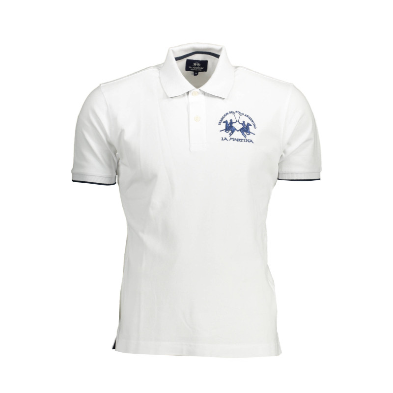 LA MARTINA MEN'S WHITE SHORT SLEEVED POLO SHIRT