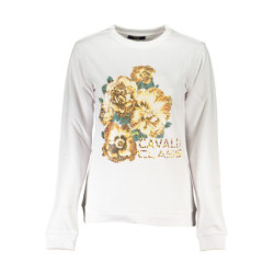 CAVALLI CLASS WOMEN'S WHITE SWEATSHIRT WITHOUT ZIP