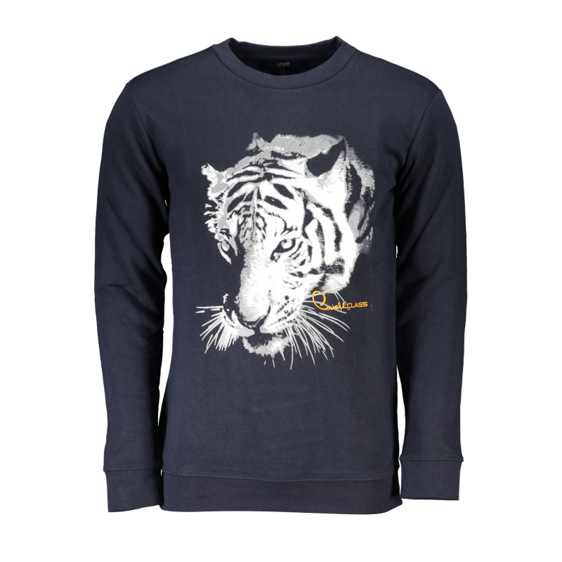 SWEAT-SHIRT SANS FERMETURE ÉCLAIR BLEU POUR HOMMES CAVALLI CLASS