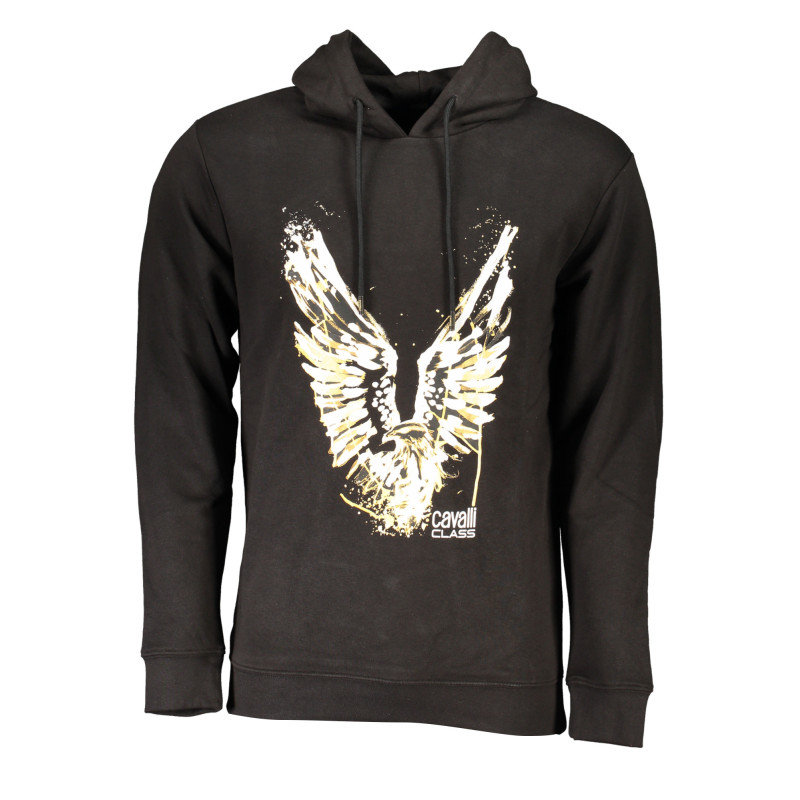 CAVALLI CLASS MEN'S BLACK ZIP-OUT SWEATSHIRT