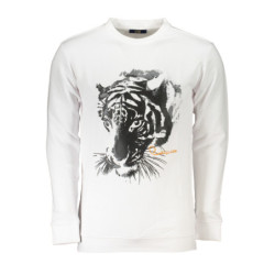 CAVALLI CLASS MEN'S WHITE ZIPLESS SWEATSHIRT