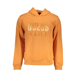 GUESS JEANS MEN'S ORANGE ZIPLESS SWEATSHIRT