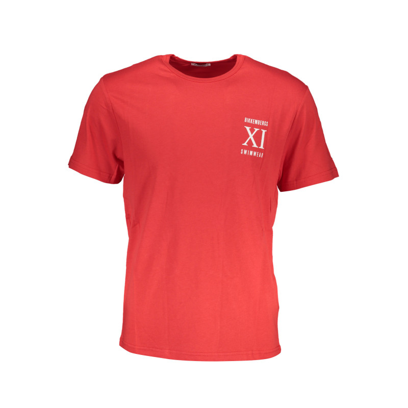BIKKEMBERGS MEN'S RED SHORT SLEEVE T-SHIRT