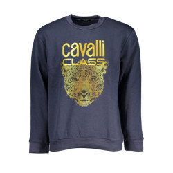 CAVALLI CLASS MEN'S BLUE ZIPLESS SWEATSHIRT
