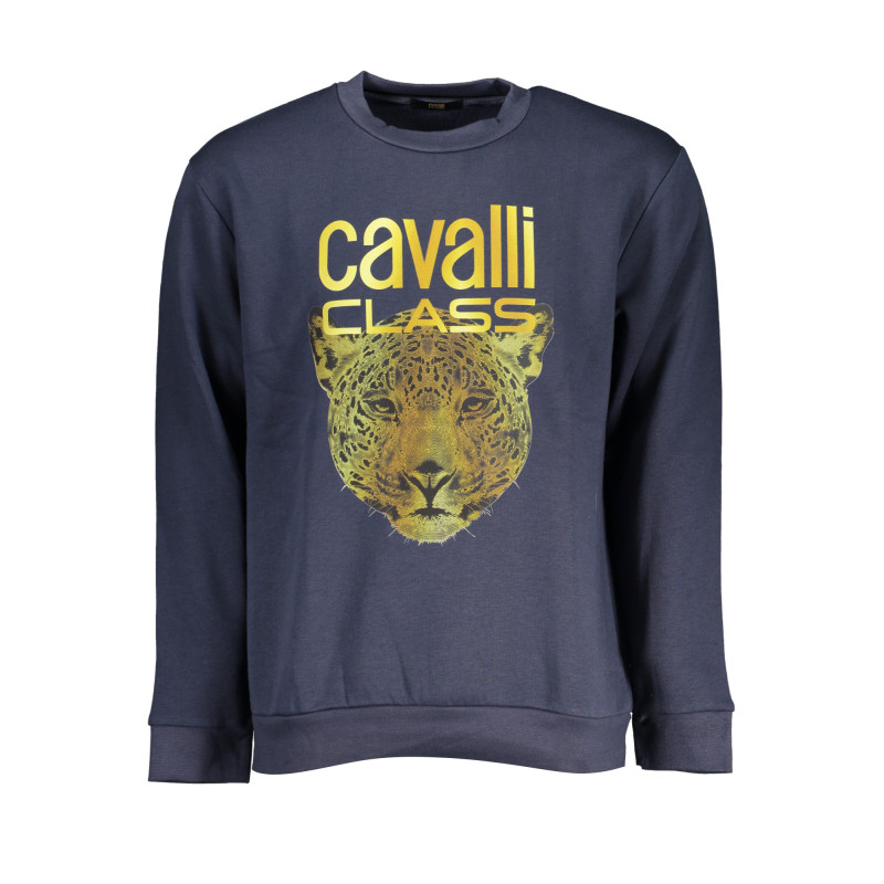 SWEAT-SHIRT SANS FERMETURE ÉCLAIR BLEU POUR HOMMES CAVALLI CLASS