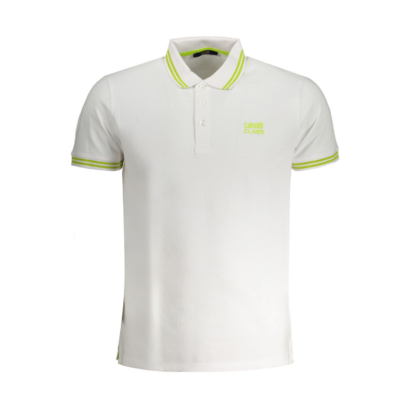 POLO HOMME CAVALLI CLASS BLANC MANCHES COURTES