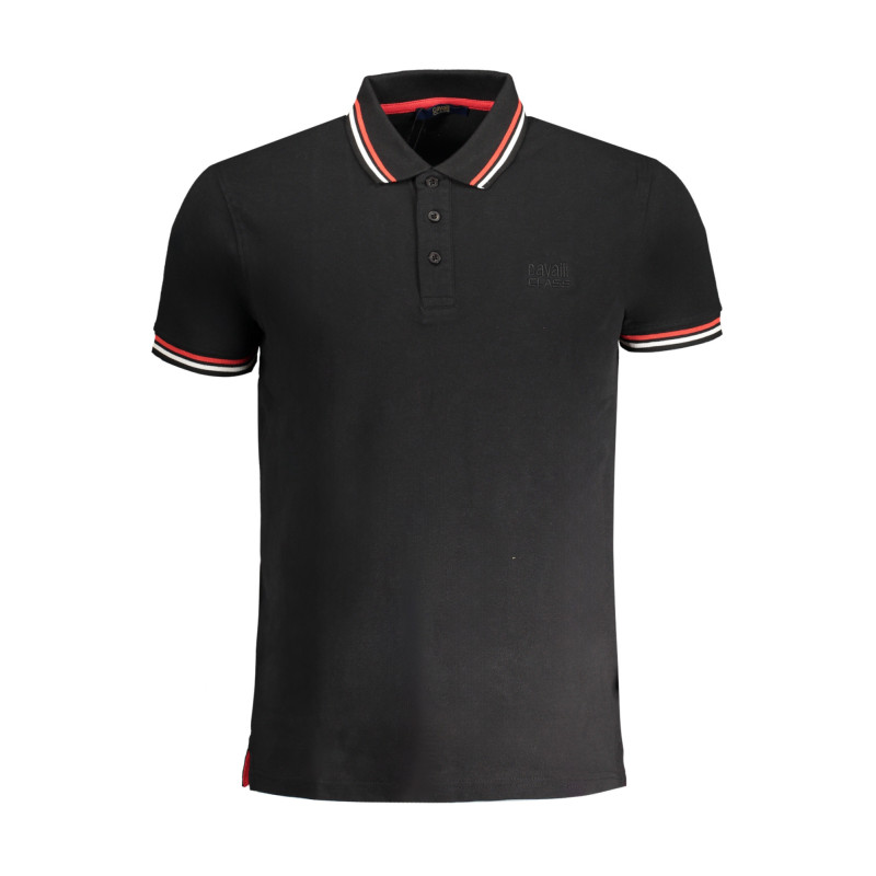 CAVALLI CLASS MEN'S SHORT SLEEVED POLO SHIRT BLACK