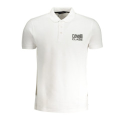 POLO HOMME CAVALLI CLASS BLANC MANCHES COURTES