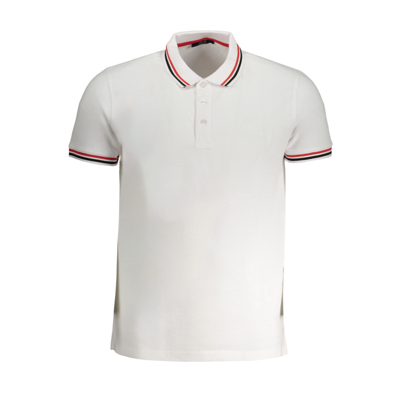 CAVALLI CLASS MEN'S WHITE SHORT SLEEVED POLO SHIRT