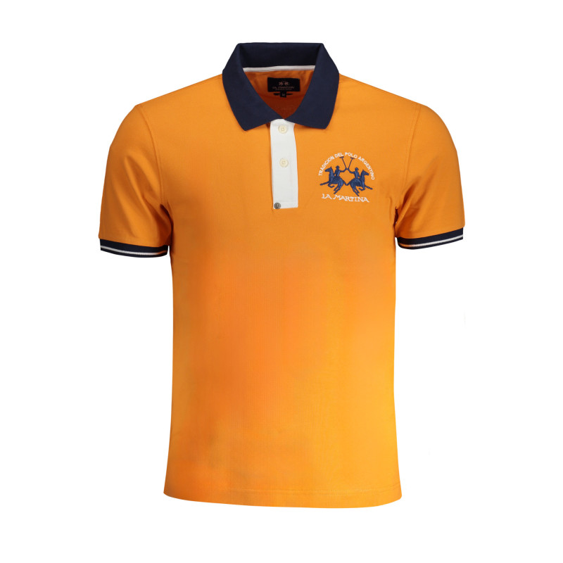 LA MARTINA MEN'S ORANGE SHORT SLEEVED POLO SHIRT