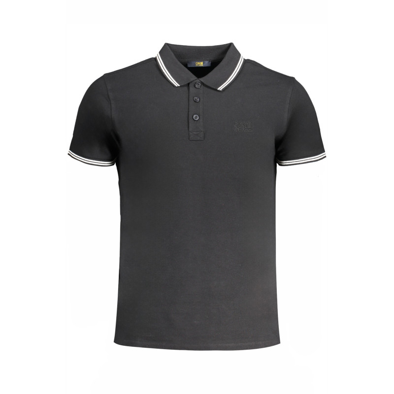 CAVALLI CLASS MEN'S SHORT SLEEVED POLO SHIRT BLACK