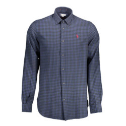 Polo américain à manches longues pour homme, bleu