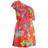 ROBE COURTE ROUGE DESIGUAL POUR FEMME