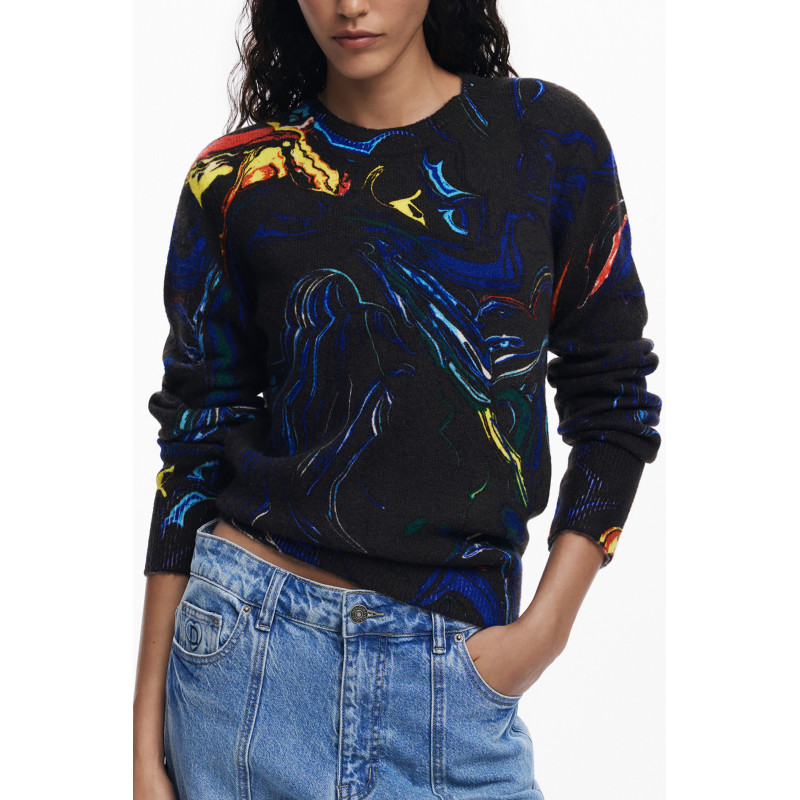PULL NOIR POUR FEMME DESIGUAL