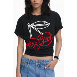 T-SHIRT À MANCHES COURTES POUR FEMME DESIGUAL NOIR