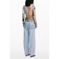 T-SHIRT À MANCHES LONGUES FEMME DESIGUAL BEIGE