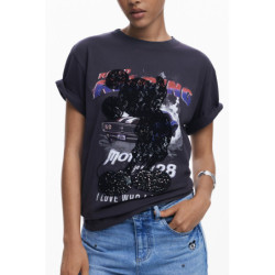 T-SHIRT À MANCHES COURTES POUR FEMME DESIGUAL NOIR