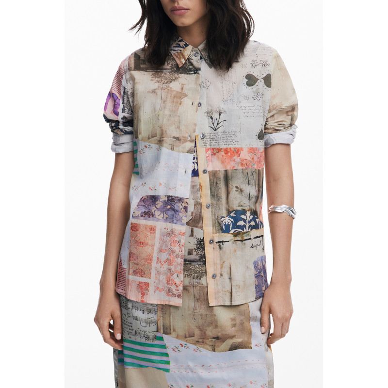 CHEMISE À MANCHES LONGUES POUR FEMME DESIGUAL, BEIGE