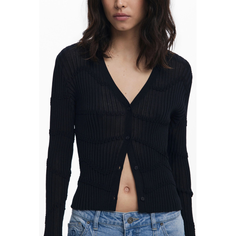 DESIGUAL WOMEN'S BLACK CARDIGAN