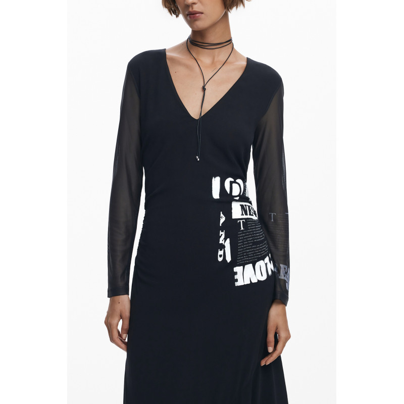 DESIGUAL WOMEN'S LONG BLACK DRESS