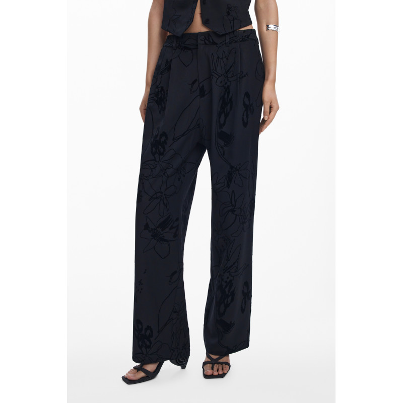 DESIGUAL WOMEN'S BLACK TROUSERS