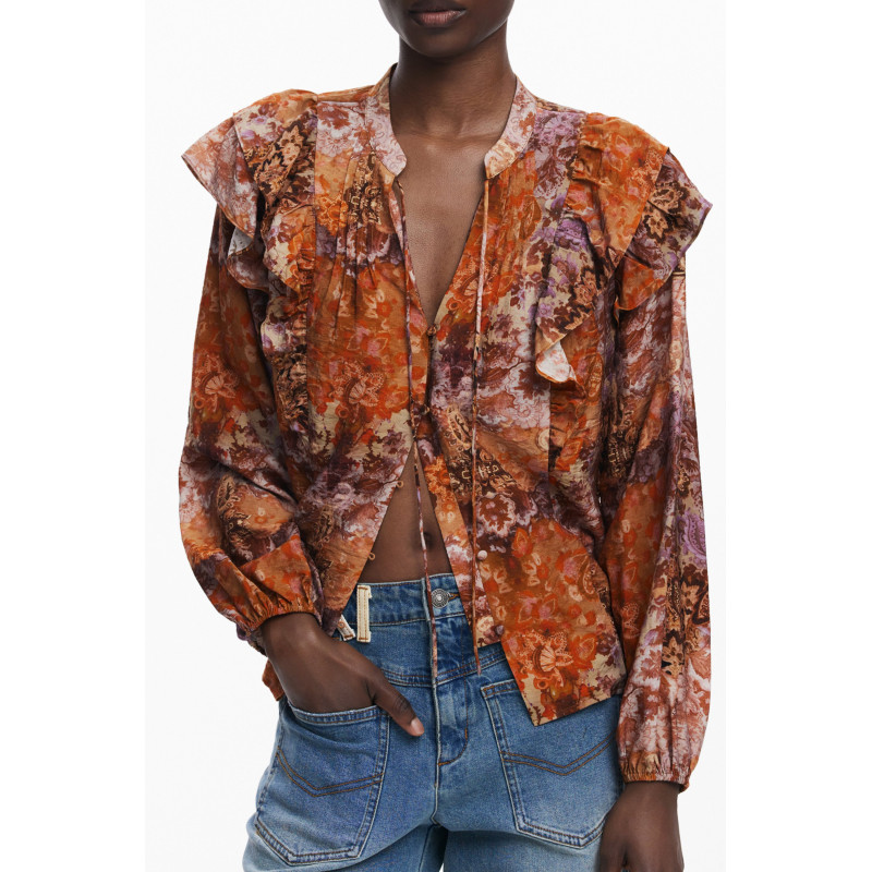 CHEMISE À MANCHES LONGUES POUR FEMME DESIGUAL, ORANGE
