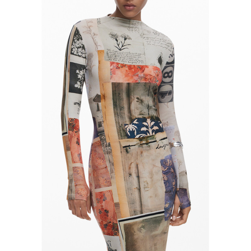 ROBE LONGUE POUR FEMME DESIGUAL BEIGE