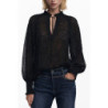 CHEMISE À MANCHES LONGUES POUR FEMME DESIGUAL, NOIRE