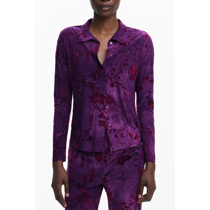 DESIGUAL WOMEN'S LONG-SLEEVED PURPLE SHIRT