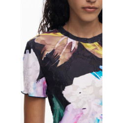 T-SHIRT À MANCHES COURTES POUR FEMME DESIGUAL NOIR