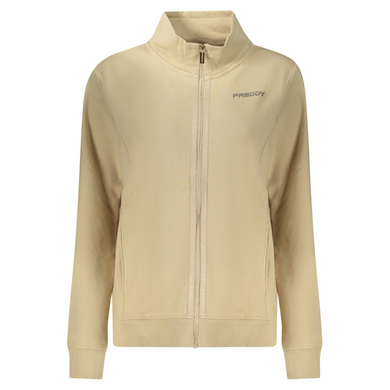 FREDDY WOMEN'S BEIGE ZIP-UP SWEATSHIRT