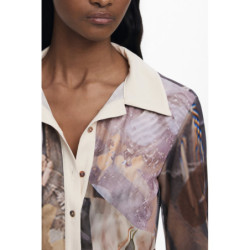 DESIGUAL WOMEN'S LONG-SLEEVED SHIRT, BEIGE