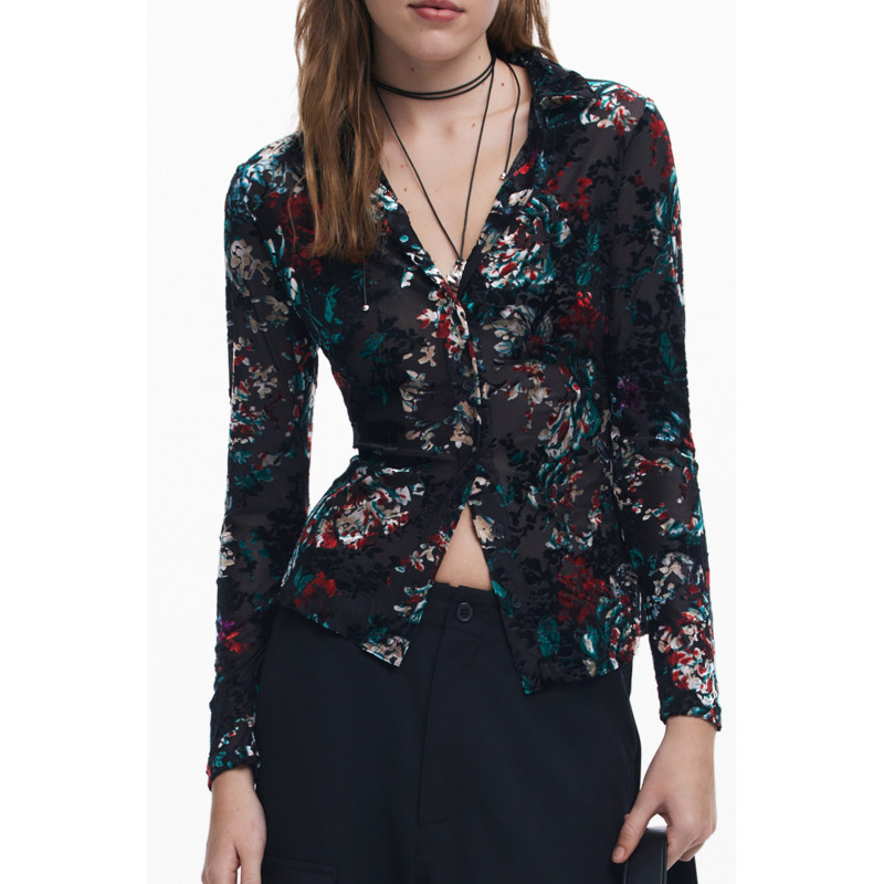 DESIGUAL WOMEN'S LONG-SLEEVED SHIRT, BLACK