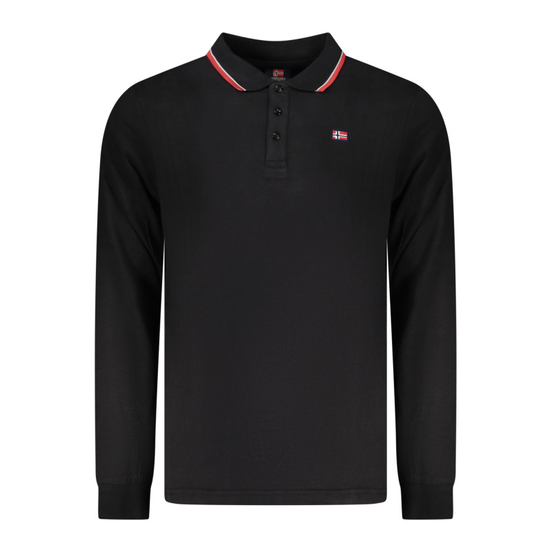 NORWAY 1963 MEN'S LONG-SLEEVED POLO SHIRT, BLACK