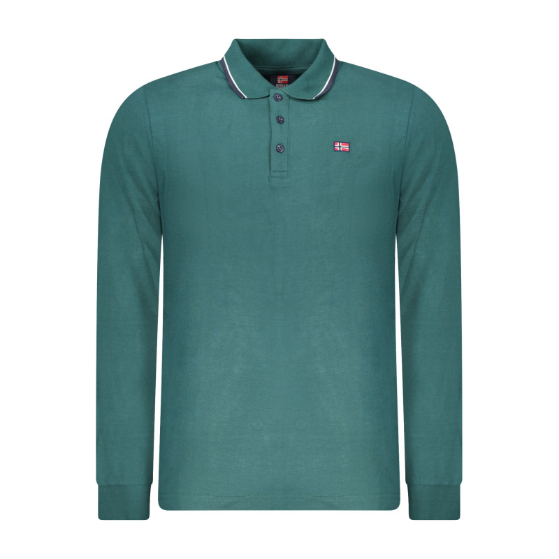 Polo à manches longues pour homme, Norvège 1963, vert